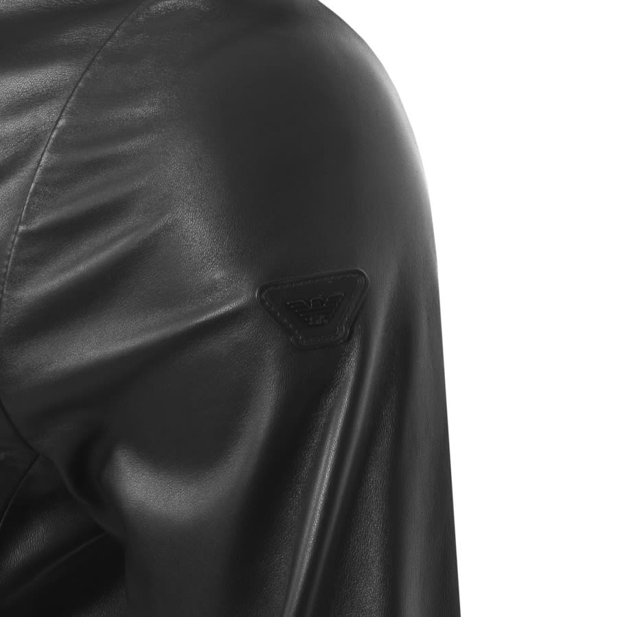 Alternative Image for ProductEmporio Armani Leather Bomber Jacket Black3